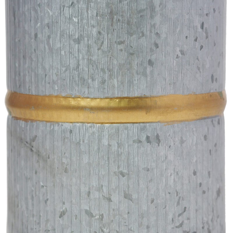 Hosley Set of 2 Galvanized Vases with Gold Rim 4" Dia x10 H - Ideal Floral Vases for Floral Arrangements Farmhouse Kitchen Decor Rustic Elegance and Modern Appeal in One Farmhouse Chic - Image 3